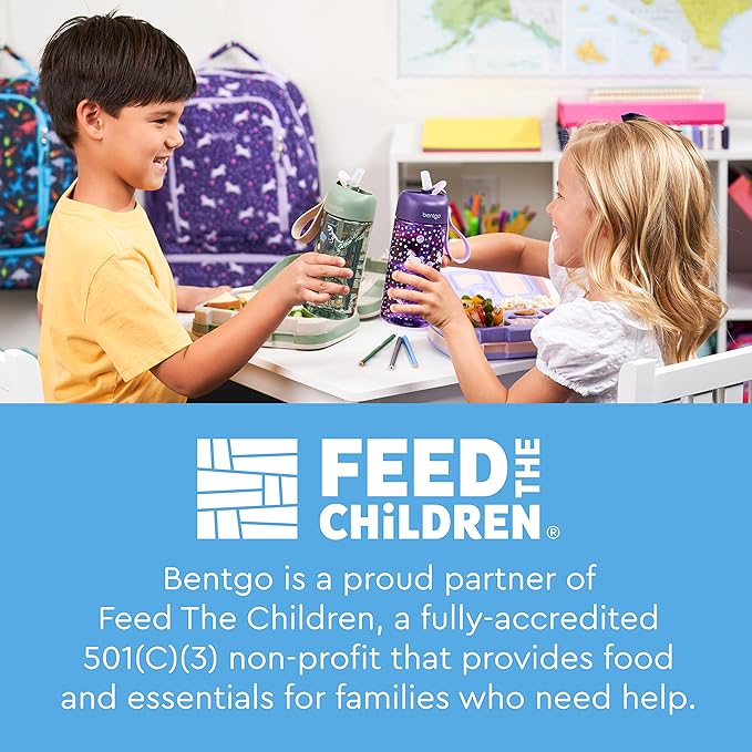 Bentgo Kids Water Bottle 2-Pack - Leak-Proof, Durable Tritan™, BPA-Free 15 oz Cup for Kids/Toddlers 3+; Flip-Up Straw; Dishwasher Safe for School/Sports/Daycare/Camp (Unicorn/Lavender Galaxy)