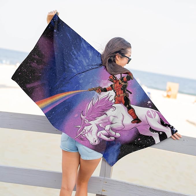 Jay Franco Marvel Deadpool Unicorn Galaxy Bath Pool Beach Towel - Super Soft & Absorbent 100% Cotton Towel, Measures 28 x 58 inches