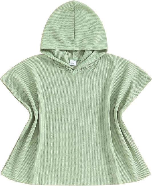 Toddler Beach Towel with Hood Kids Waffle Swim Cover Up Bath Towel Surf Poncho Boys Girls Hooded Beach Towel (Green, 3-4 Years)