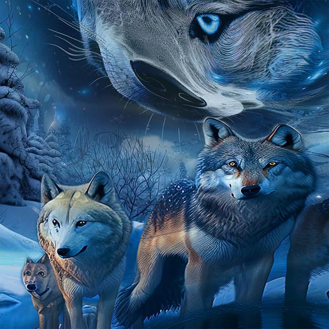 AILONEN 3D Howling Wolf Shower Curtain for Bathroo,Night Galaxy Starry Wolf Safari Animal Print Boys Teen Decor Bath Curtain 36" W*72" H Polyester Fabric Waterproof Bathroom Curtain with 12 Hooks