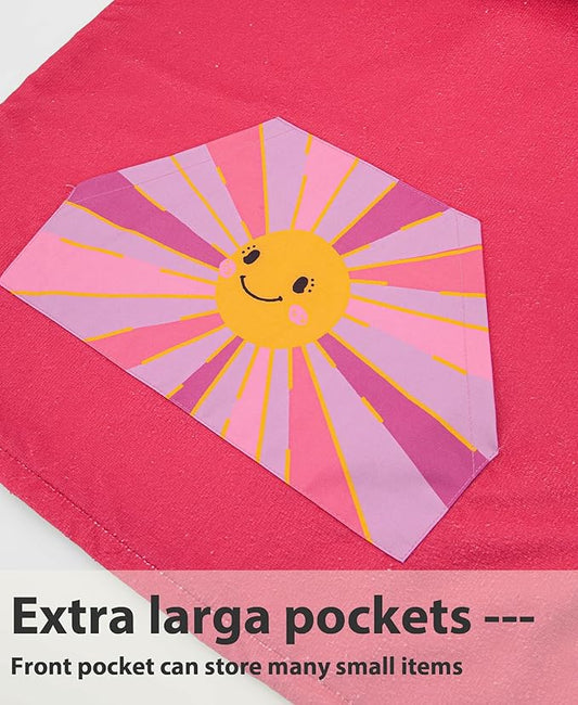 MissShorthair Towel Poncho for Kids, Hooded Beach Towel for Girl&Boy, Surf Poncho Swim Changing Robe Microfiber Bath Towel 2-5 Years Pink Little Sun