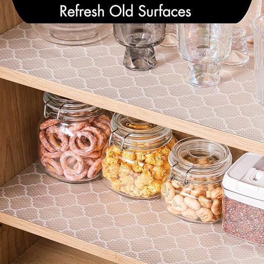 Cooyes Shelf Liner – Non-Slip Shelf Liners for Kitchen Cabinets – Waterproof Shelf Paper with Modern Pattern – Durable EVA Cabinet Liners