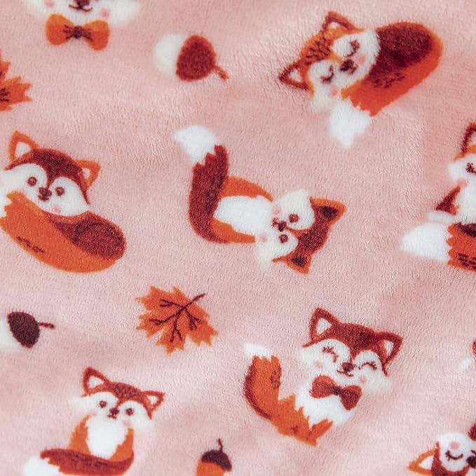 DaysU Plush Flannel Sherpa Baby Blanket for Girls Boys, Portable Reversible Soft Micro Fleece Baby Crib Throw Blanket with Animal Print for Newborn and Nursery, Fox, 30"x40"