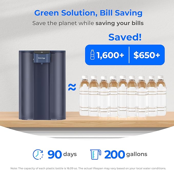 Waterdrop Mega Electric Water Filter Pitcher, Dispenser, 200-Gallon Filtered Water Pitcher, NSF/ANSI 42&53&401&372, Reduce PFAS, Lead, Chlorine, 27-Cup, Blue, with 1 Filter, ๐๐จ๐๐ฌ ๐ง๐จ๐ญ Lower TDS