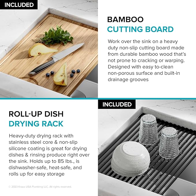 Kraus KWU110-30 Kore Kitchen Single Bowl, 30 Inch, 30"- Workstation Sink