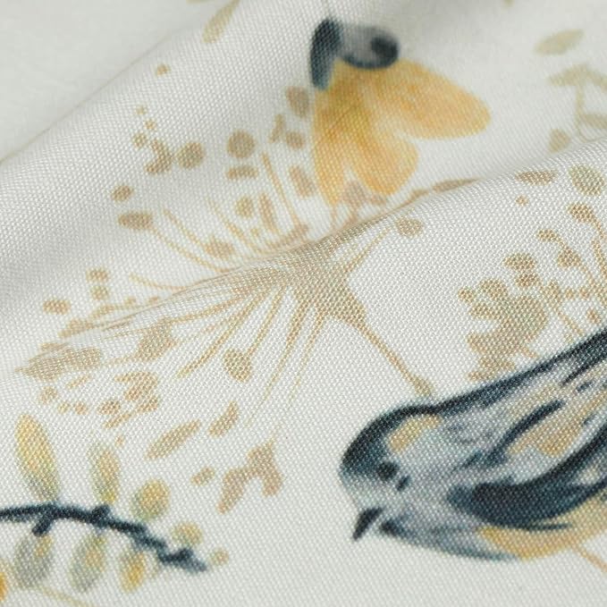 Leeva Farmhouse Style Linen Textured Short Window Treatment, Elegant Grey Birds Curtain Tiers for Bathroom Living Room Cafe, 2 Panels Set, 29 x 30 Inch