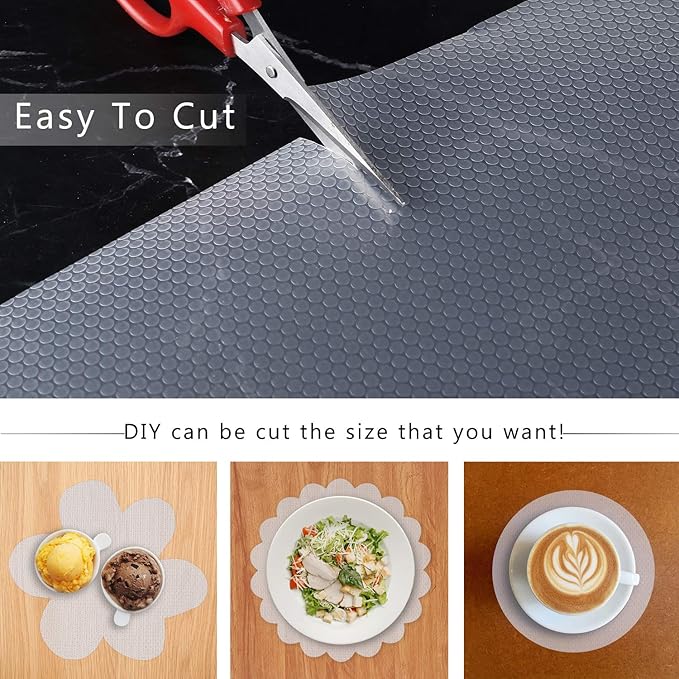 HooTown Shelf Liner Kitchen Cabinet Drawer Mats 23.6 Inch Wide x 19.6 Feet Long, Non Slip EVA Plastic Water Resistant Pad for Bathroom Drawers,Shoe Shelves, Under Sink, Clear