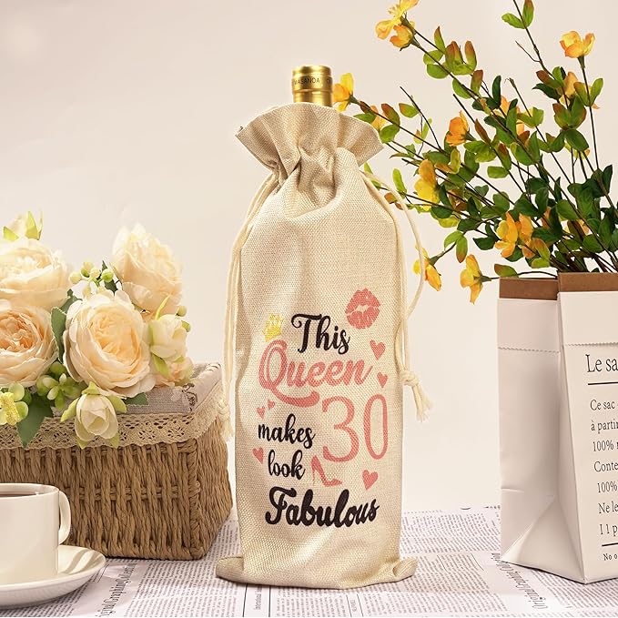 Happy Birthday Wine Bag Gift - 30th Birthday Gift Red Wine Bag, 30th Birthday Gift, Ideas Happy 30th Birthday Decor, 30 Years Old Birthday Party Decoration Wine Bag Gifts for Women Men