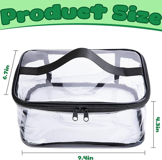 4 Packs Clear Toy Storage Bags- 9.4 x 6.7 x 4.3 Inch Transparent PVC Toy Organizing Bags with Zipper- Waterproof Toy Storage Organizer Pouch for Building Blocks, Small Toys (Black)