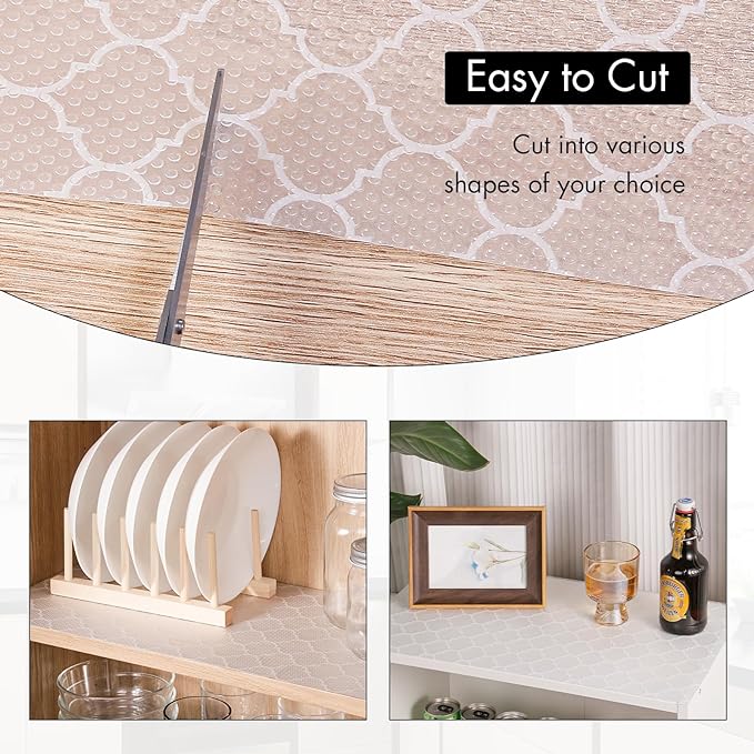 Cooyes Shelf Liner – Non-Slip Shelf Liners for Kitchen Cabinets – Waterproof Shelf Paper with Modern Pattern – Durable EVA Cabinet Liners