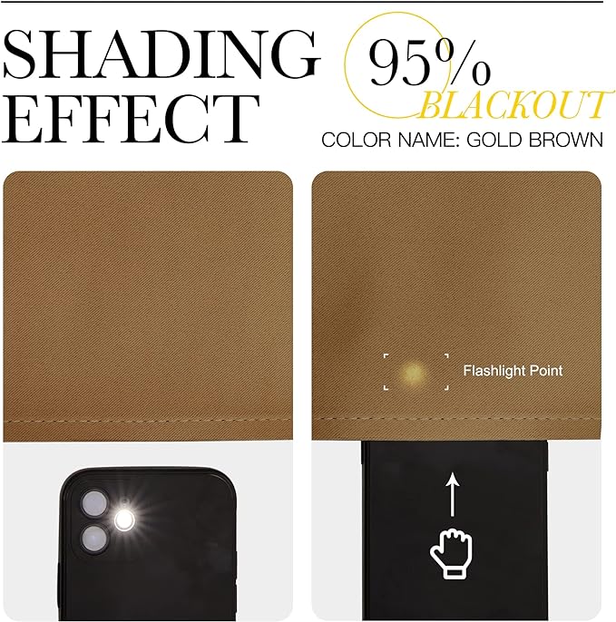 NICETOWN Sleek Blackout Curtains 63 inches Length for Small Windows, Noise Reducing and Block Draft Panels for Door Doorway Laundry Office Luxury Decor Theme (2 Panels, Gold Brown, W42 x L63 -Inch)