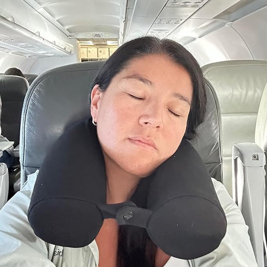 Twist Memory Foam Travel Pillow - Cotton Cover - Travel Bag Included - Adjustable, Bendable Pillow for Neck, Head, Chin, Lumbar and Leg Support (Black)