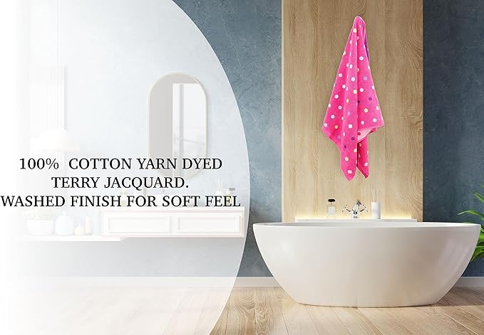 6 Piece Towel Set - Bath Time Sugar & Spice - 2 Towels, 2 Hand Towels, 2 Washcloths in Bonus Tote Bag - 100% Cotton Jacquard Soft Absorbent Pool Beach Towel Gift - Pink Multicolor