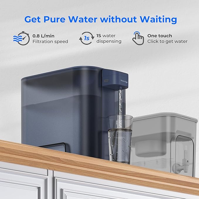 Waterdrop Mega Electric Water Filter Pitcher, Dispenser, 200-Gallon Filtered Water Pitcher, NSF/ANSI 42&53&401&372, Reduce PFAS, Lead, Chlorine, 27-Cup, Blue, with 1 Filter, ๐๐จ๐๐ฌ ๐ง๐จ๐ญ Lower TDS