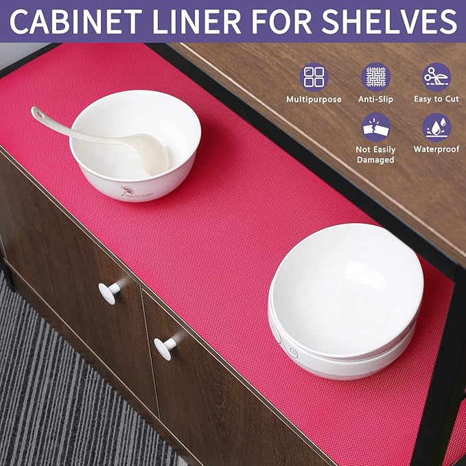 Kitchen Shelf Liner Drawer Liners, Non-Adhesive Refrigerator Liners Waterproof Fridge Mats with Strong Durable Kitchen Cabinets Mat for Drawers, Shelves, Pantry