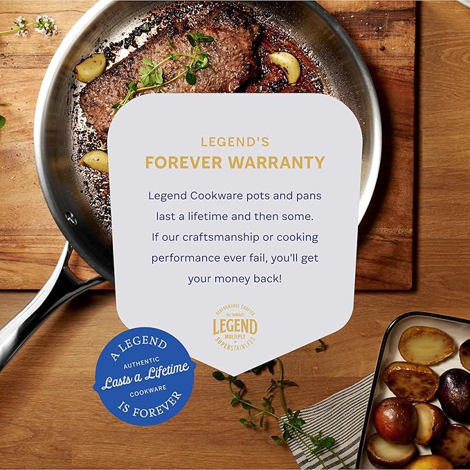 Legend 3 Ply Stainless Steel Cookware Set - 10-Piece, Full Clad, Induction, Non-Toxic, Oven Safe, Best 18/0 Professional Pots and Pans, Premium Kitchen Cooking, Chef Quality - PFOA, PTFE & PFOS Free