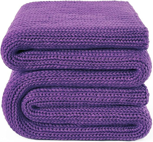Knitted Weighted Blanket(Purple 50"x75" 12lbs),Home Décor Cooling Throw Blanket for Hot Sleepers,Hand Made Chunky Knit Heavy Blanket for Adults Use on Full Size Bed