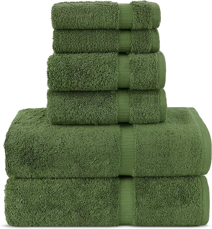 Chakir Turkish Linens Luxury Spa and Hotel Quality Premium Turkish Cotton 6-Piece Towel Set (2 x Bath Towels, 2 x Hand Towels, 2 x Washcloths)