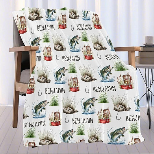 Custom Fishing Blankets and Throws,Fishing Gifts, Gifts for Fisherman,Custom Fish Blankets Fishing Gift for Man, Fish Hunter Gifts Throw Blanket, Fathers Day Fishing Gifts for Men,Baby Size-30"x40"