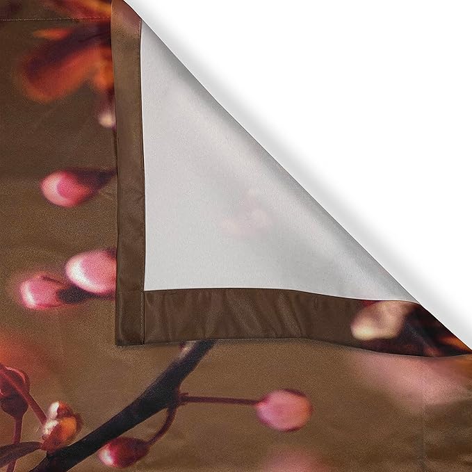 Ambesonne Nature Kitchen Curtains, Cherry Blossom Sakura Tree Branches Flowering Japanese Flourishing Print, Window Drapes 2 Panel Set for Kitchen Cafe Decor, 55" x 39", Coral Pink