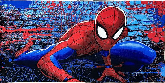 MARVELS Spiderman Its Web Slinging Time!' Blue Hooded red Poncho Towel