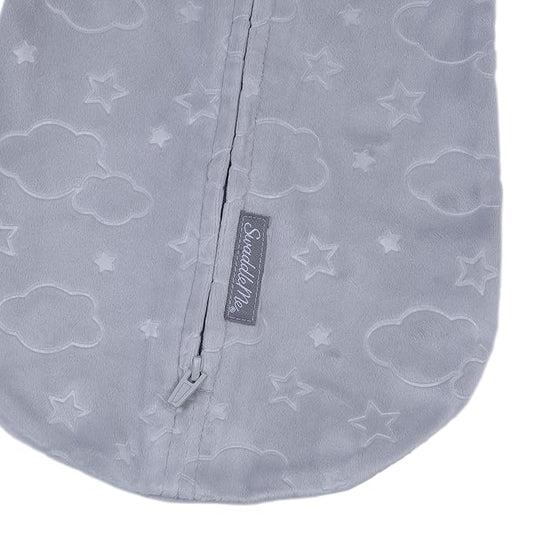 SwaddleMe by Ingenuity Compression Swaddle Pod in Velboa, Two-Way Zipper for Easy Changes, Improves Sleep & Calms Startle Reflex, 0-2 Months, 2-Pack - Clouds & Stars