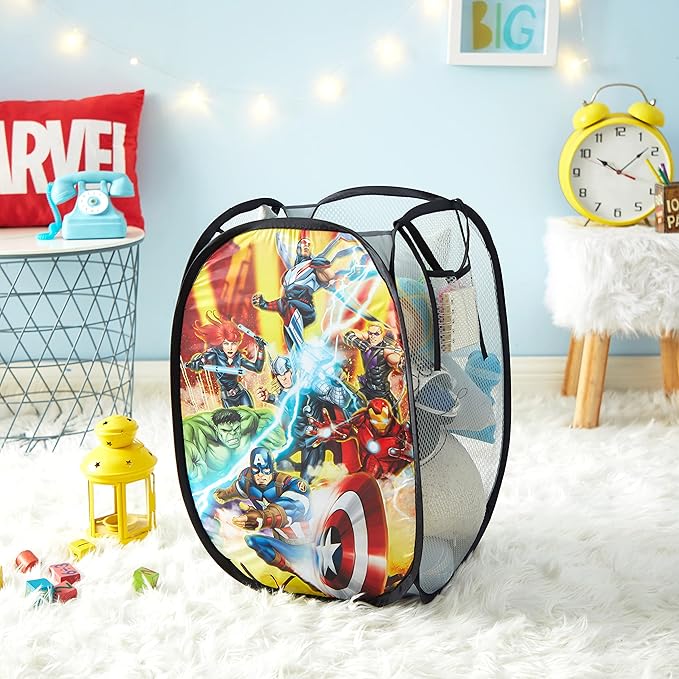 Idea Nuova Marvel Avengers Pop Up Storage and Laundry Hamper, 21" H x 13.5" W X 13.5" L,NN240584