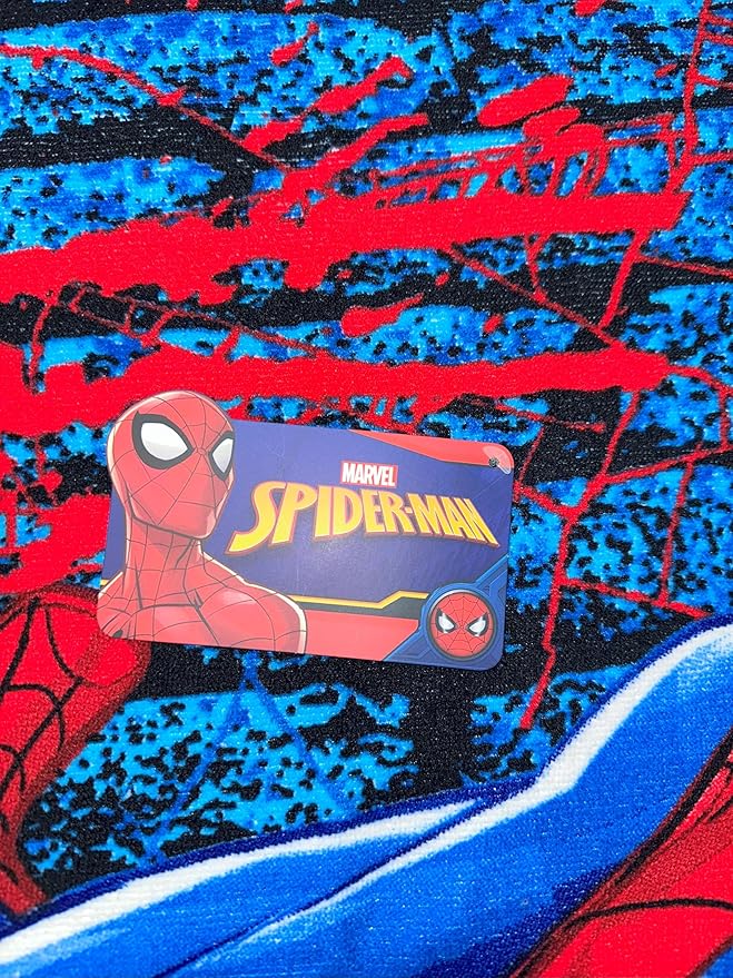 MARVELS Spiderman Its Web Slinging Time!' Blue Hooded red Poncho Towel