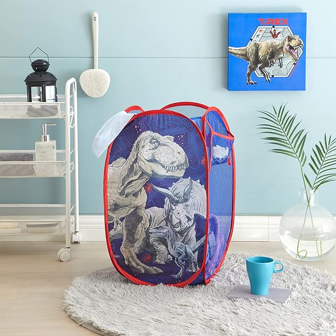 Idea Nuova Jurassic World Pop Up Hamper with Durable Carry Handles, 21'' H x 13.5'' W X 13.5'' L