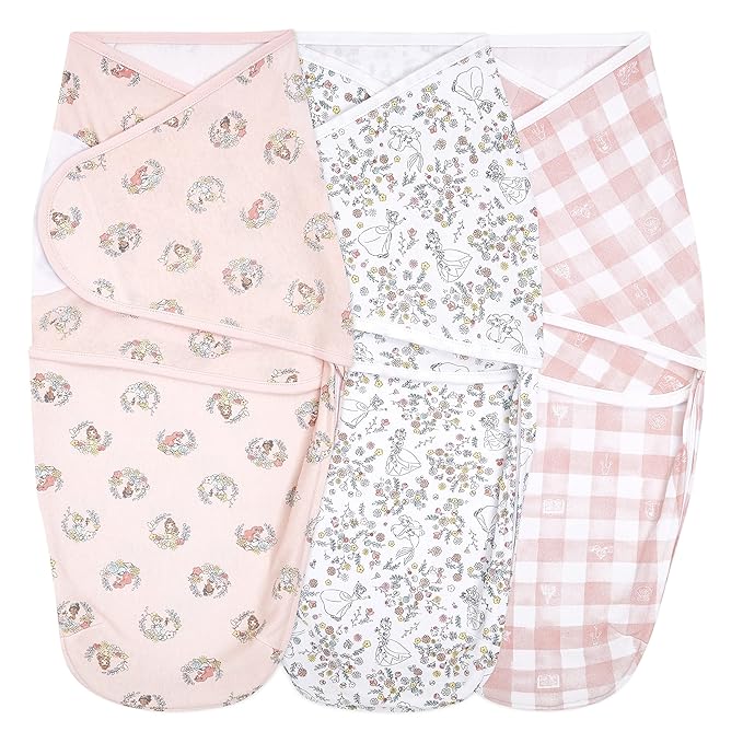 aden + anais, Cotton Knit Baby Wrap, Newborn Wearable Swaddle Blanket, 3 Pack, Disney Princess, 0-3 Months