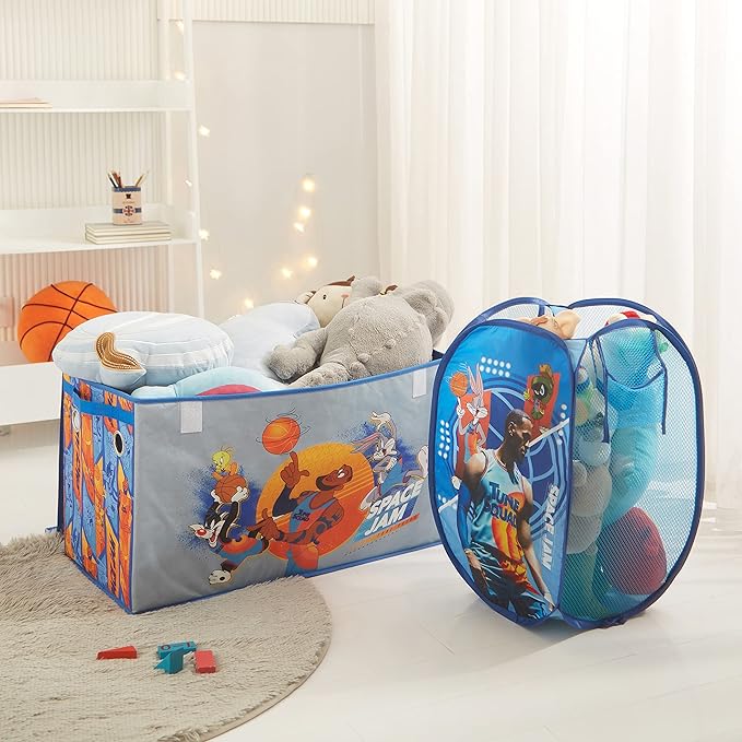 Idea Nuova Space JAM: A New Legacy Pop Up Laundry Storage Hamper with Handles, 21" H x 13" L x 13" W