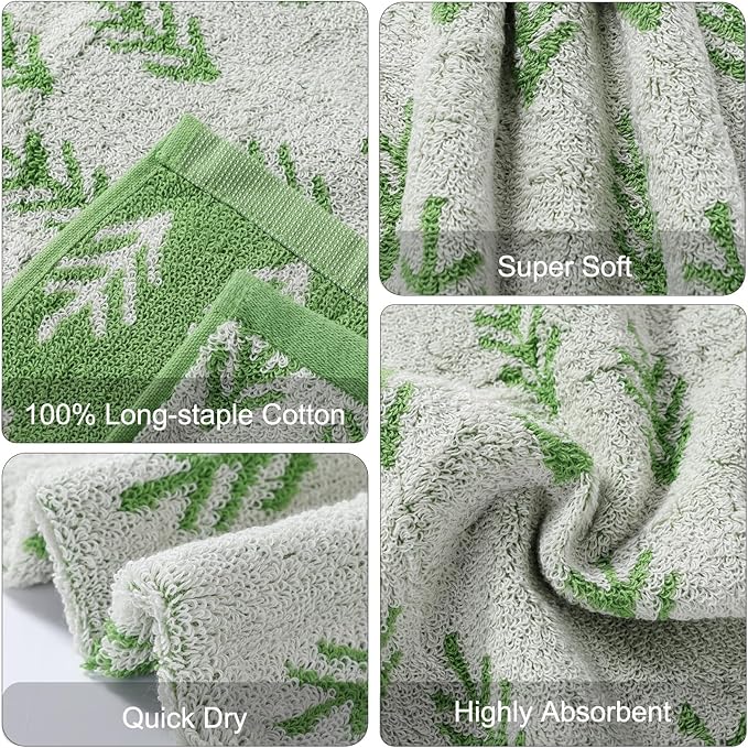 Luxury Christmas Tree Pine Green Bath Towel Sets for Bathroom, 1 Bath Towels 1 Hand Towels 1 Washcloths 100% Cotton Fluffy Highly Absorbent Double Sided Pattern Towel for Women Kids Elderly