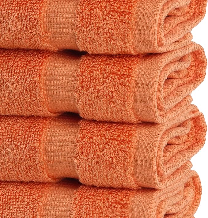 Chakir Turkish Linens | Hotel & Spa Quality 100% Cotton Premium Turkish Towels | Soft & Absorbent (12-Piece Washcloths, Coral)
