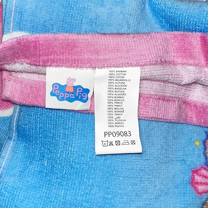 Kids Official Licensed Character Soft Beach/Hooded Bath Towel (40 x 60), Peppa Pig