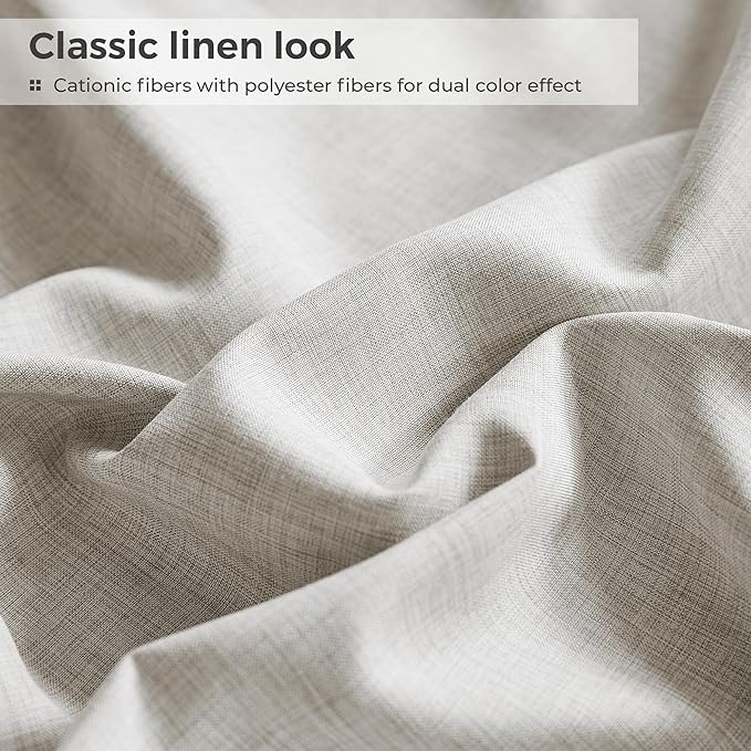 Twin Sheets Light Grey, Ultral Soft Cationic Linen Look Sheets, Luxury Cooling Cozy Bed Sheet Set with Non-Slip Fitted Sheet