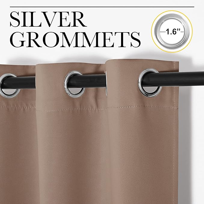 NICETOWN Bedroom Blackout Long Curtains and Drapes, Set of 2, 55 by 120 Inch, Cappuccino, Window Treatment Thermal Insulated Solid Grommet Blackout Draperies for Bedroom