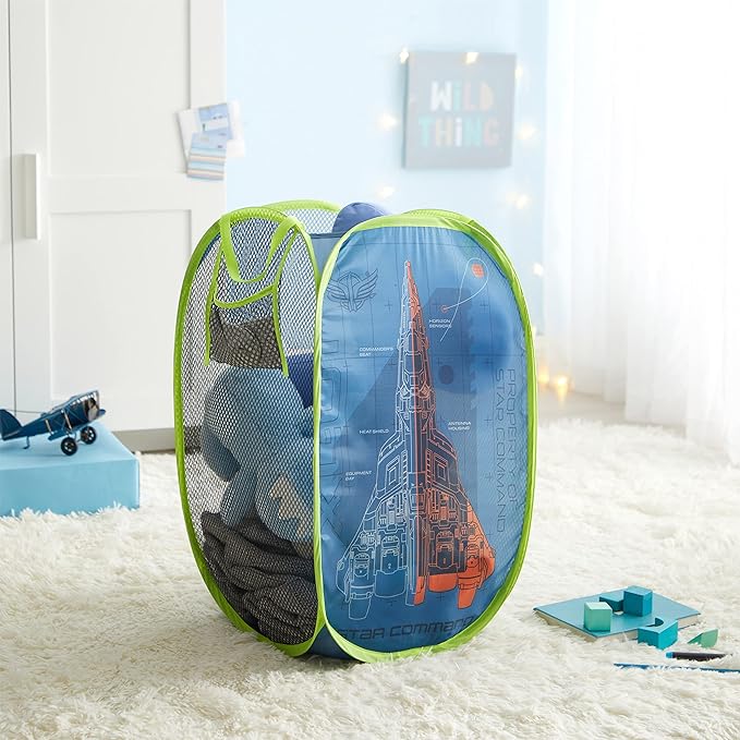 Idea Nuova Pixar Lightyear Pop Up Hamper with Durable Carry Handles, 21'' H x 13.5'' W X 13.5'' L