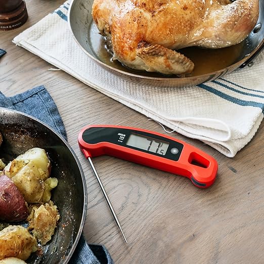 PX1D Javelin PRO Duo Ultra Fast Professional Digital Instant Read Meat Thermometer for Grill and Cooking, 4.5" Probe, Auto-Rotating Backlit Display, Splash Resistant – Olive