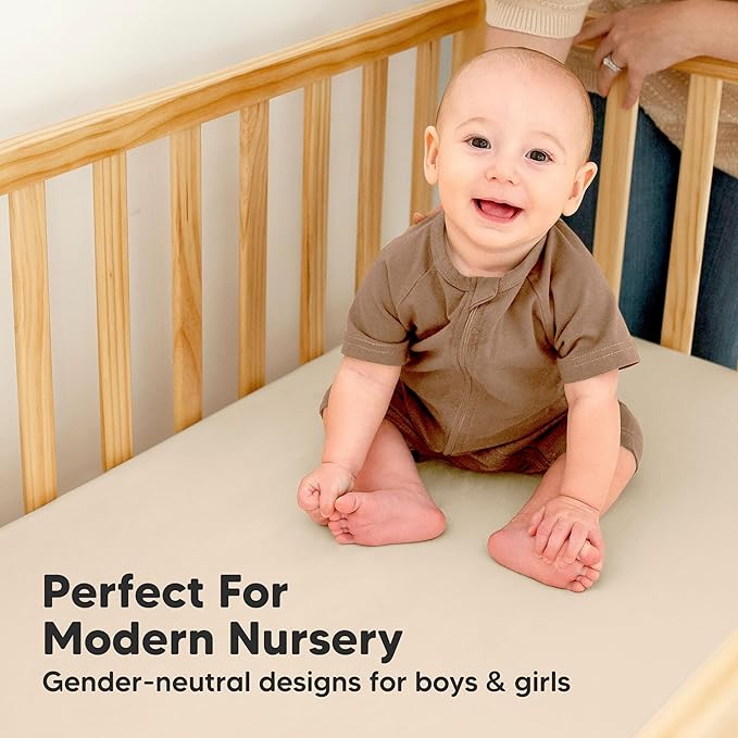 2-Pack Waterproof Crib Sheets for Boys, Girls - Viscose Derived from Bamboo Crib Sheets Neutral, Crib Mattress Protector Sheet, Soft Toddler Bed Sheets, Fitted Baby Crib Sheets Girl, Boy (Rust)