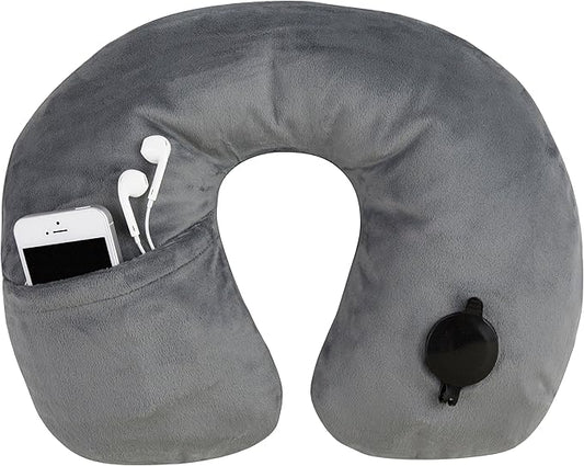 Travelon Deluxe Pillow, Gray, INFLATED 15 x 5 x 4 DEFLATED 17.25 x 5.25