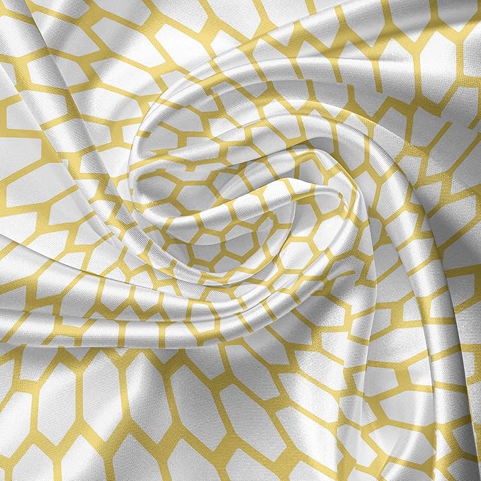 Ambesonne Yellow and White Valance & Tier Curtain 3 pcs Set, Hexagonal Pattern Honeycomb Beehive Simplistic Geometrical Monochrome, Window Treatments for Kitchen Room Decor, 55" x 30", White Yellow