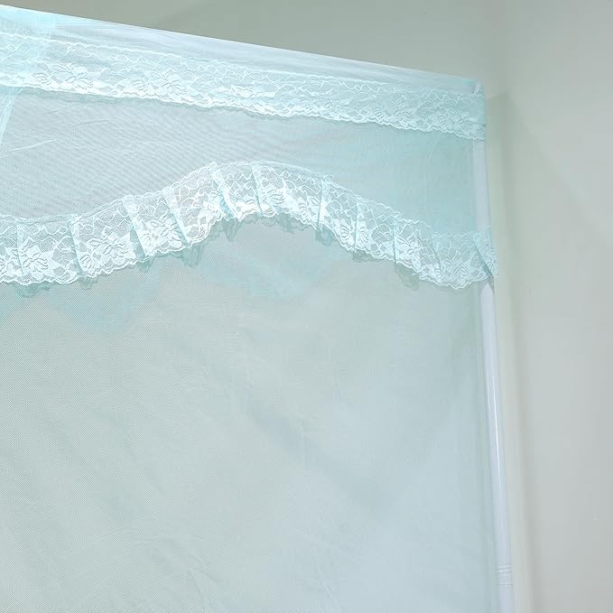 Bed Canopy, Princess Bed Curtain Net for Girls & Adults,Three-Doors Rectangle Lace Dome Netting (Green, Queen)