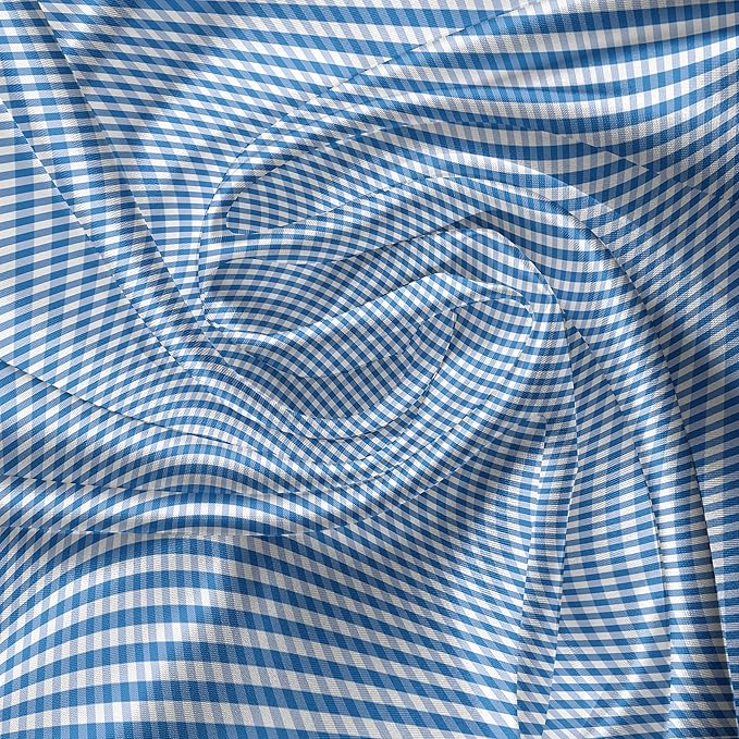 Ambesonne Checkered Valance & Tier Curtain 3 pcs Set, Monochrome Gingham Checks Classical Country Culture Old Fashioned Grid Design, Window Treatments for Kitchen Room Decor, 55" x 24", Blue White