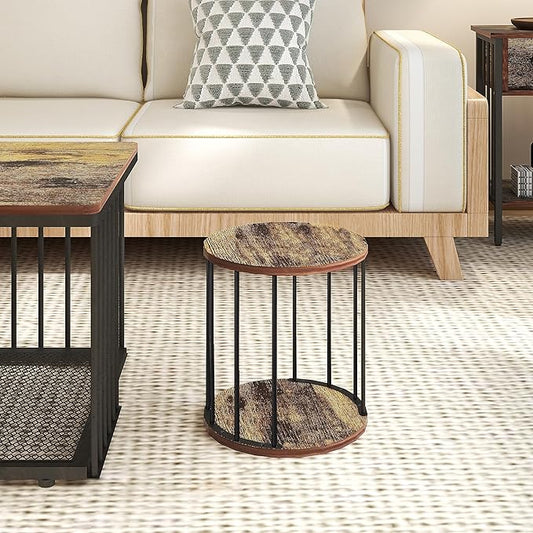 HDANI Wooden Stool Set of 2 for Kids,Adults,300lbs Load Capacity Garden Round Wood Stool,Non-Slip Small Step Stool for Plant Stand,Kitchen,Bathroom and Bedroom,Brown