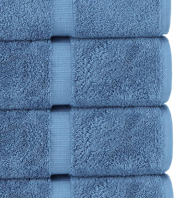 Chakir Turkish Linens | Hotel & Spa Quality 100% Cotton Premium Turkish Towels | Soft & Absorbent (4-Piece Bath Towels, Wedgewood)