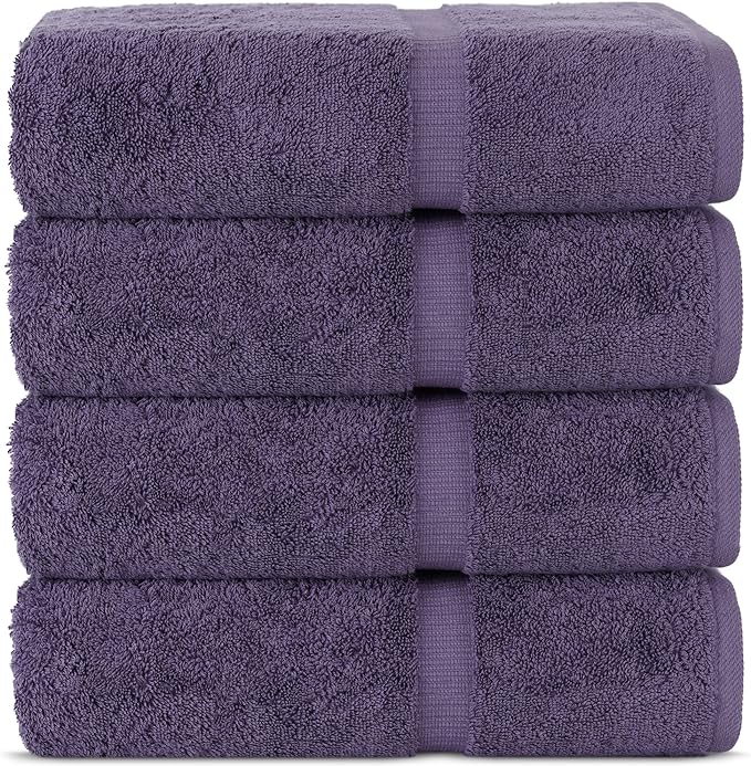 Chakir Turkish Linens | Hotel & Spa Quality 100% Cotton Premium Turkish Towels | Soft & Absorbent (4-Piece Bath Towels, Plum)