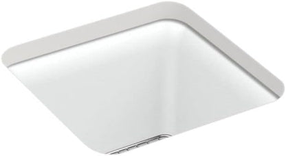 KOHLER K-8223-CM6 Cairn 15.5" Neoroc Composite Undermount Single-Bowl Bar Sink, Composite Bar Sink with Sink Rack, Matte White