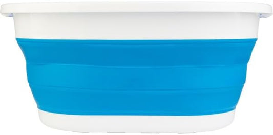 Collapsible Laundry Basket - 39L (10.3-Gallon) Portable Sink - Multipurpose Plastic Bin, Hamper, or Ice Bucket - Camping Essentials by Wakeman Outdoors (Blue)