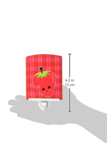 Caroline's Treasures BB6989CNL Strawberry Face Ceramic Night Light Compact, UL-Certified, Ideal for Bedroom, Bathroom, Nursery, Hallway, Kitchen, 6x4x3, Multicolor