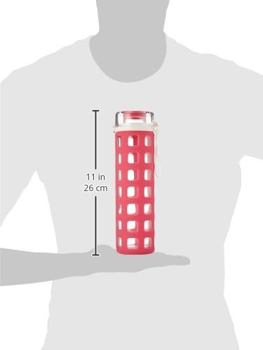 Ello Syndicate Glass Water Bottle with One-Touch Flip Lid and Protective Silicone Sleeve and Carry Loop, BPA Free, Dishwasher Safe,20oz
